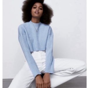 Zara chunky knit cropped long sleeve sweater
